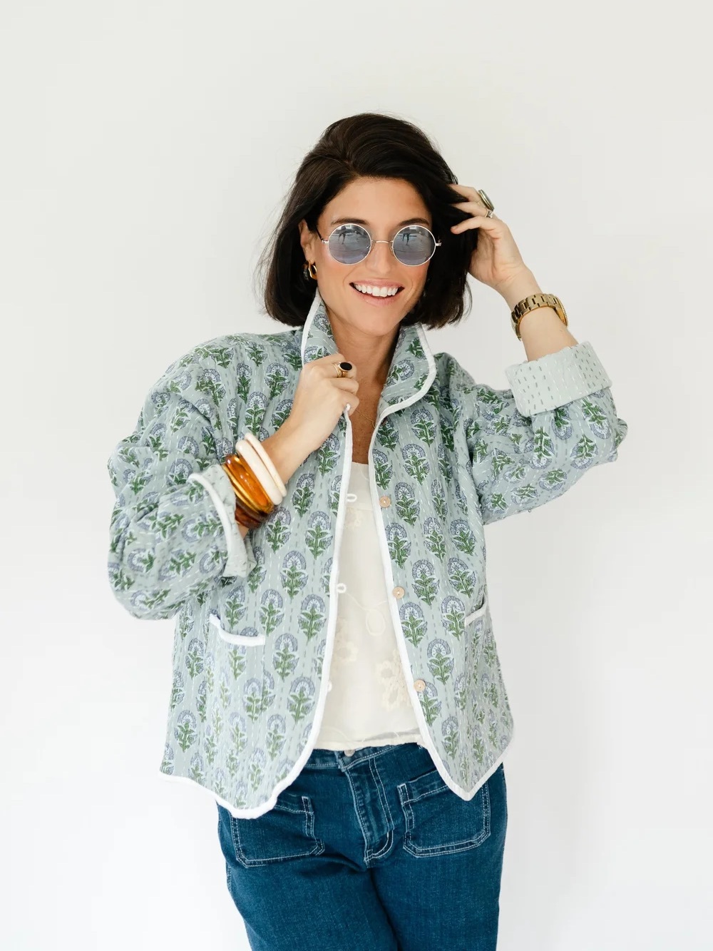 Eleanor James Quilted Floral Print Jacket